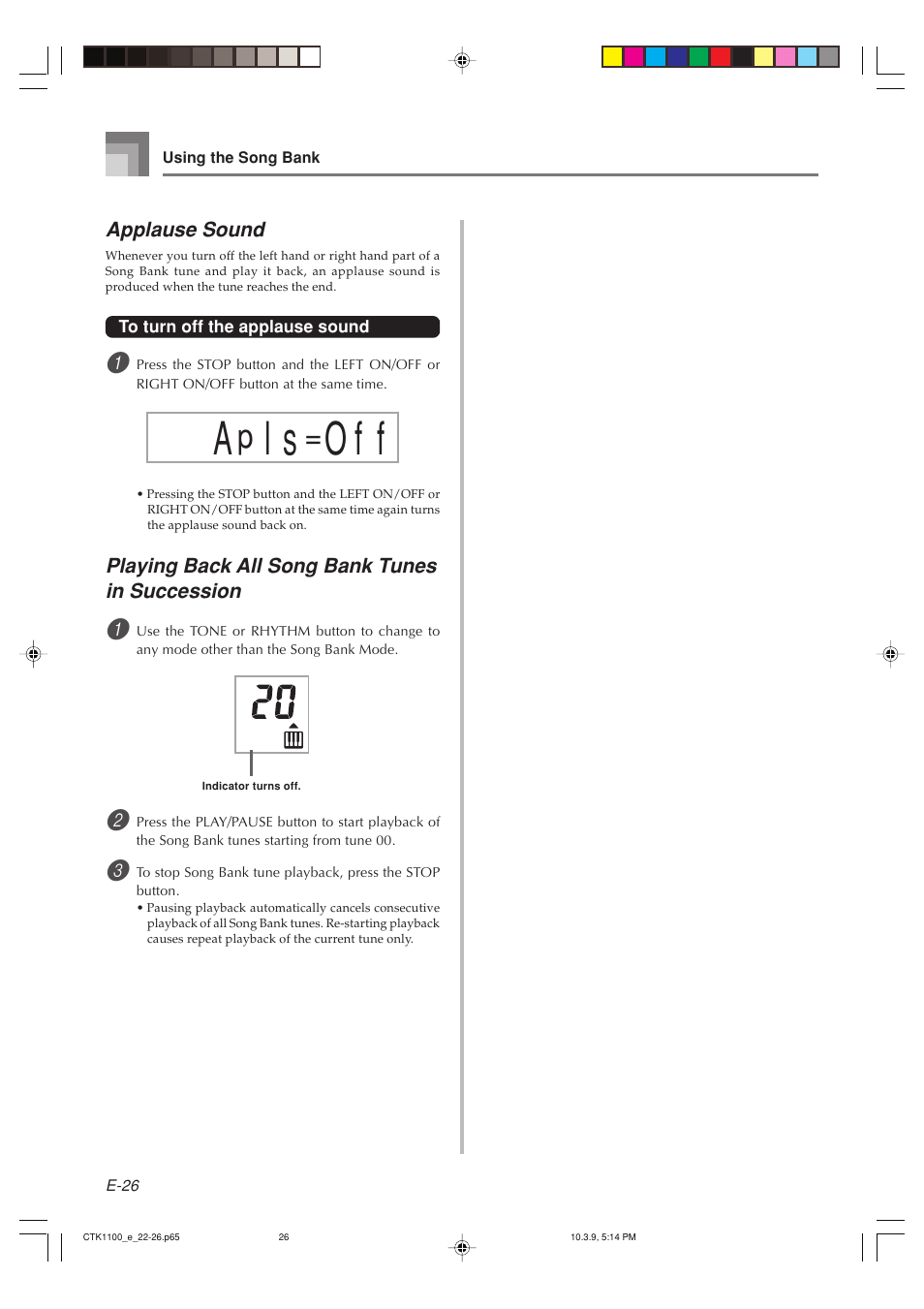 O f f | Casio CTK-1100 User Manual | Page 28 / 44