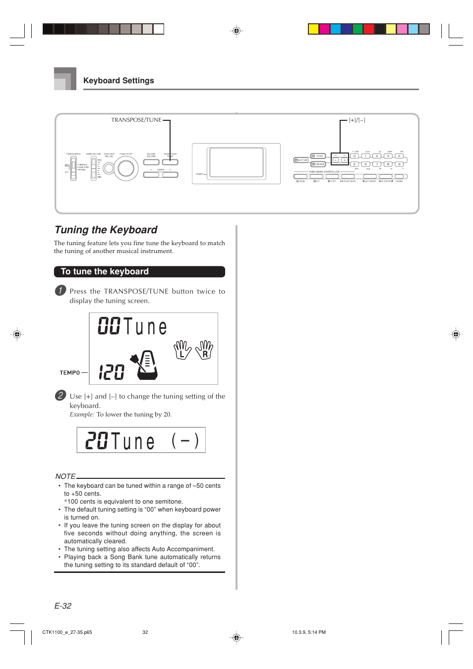 T u n e | Casio CTK-1100 User Manual | Page 34 / 44