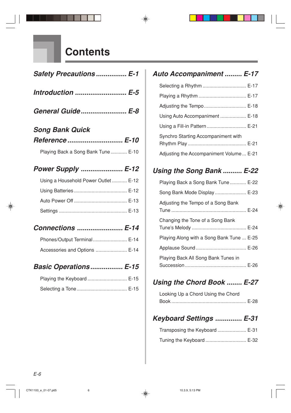 Casio CTK-1100 User Manual | Page 8 / 44