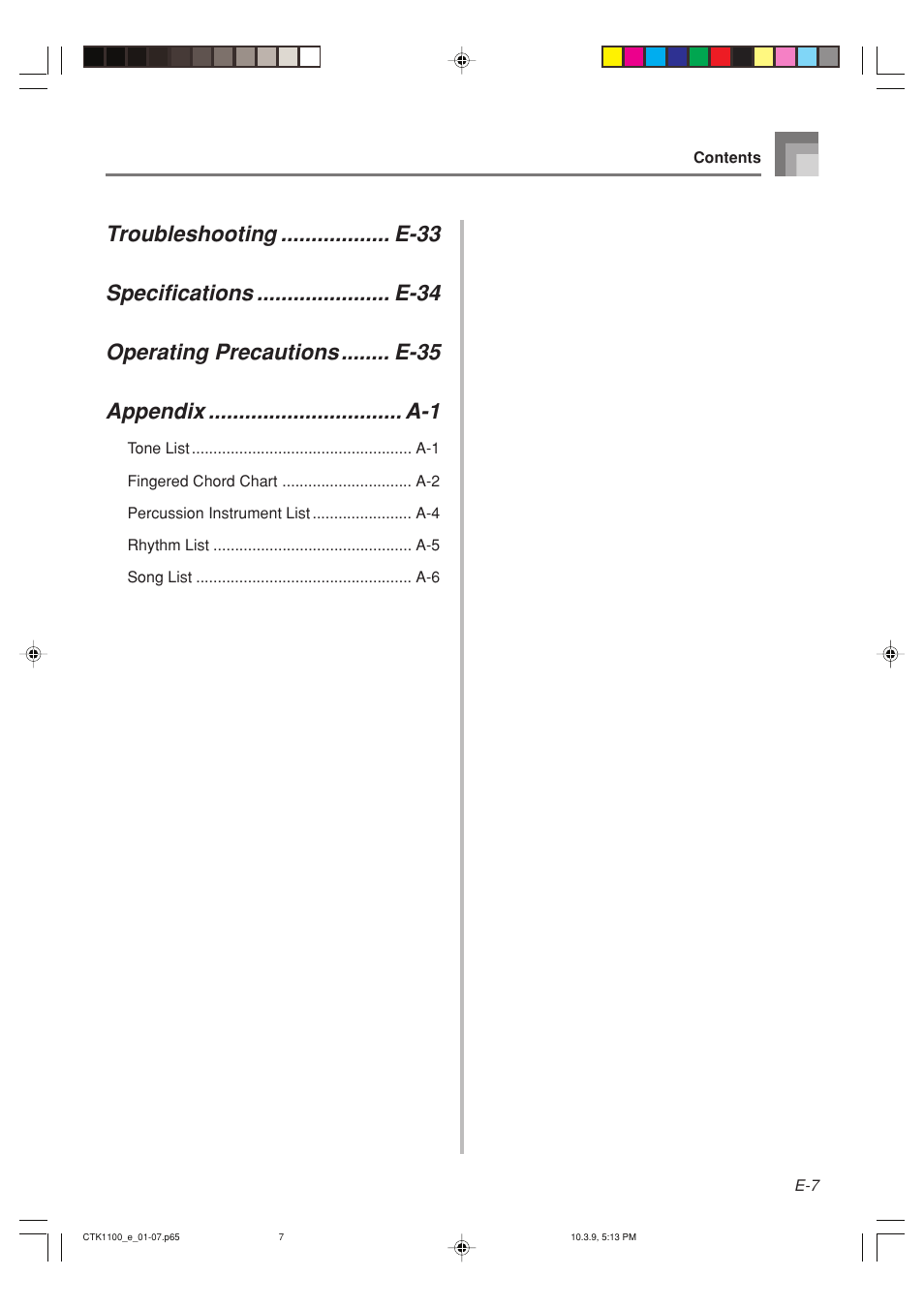 Casio CTK-1100 User Manual | Page 9 / 44