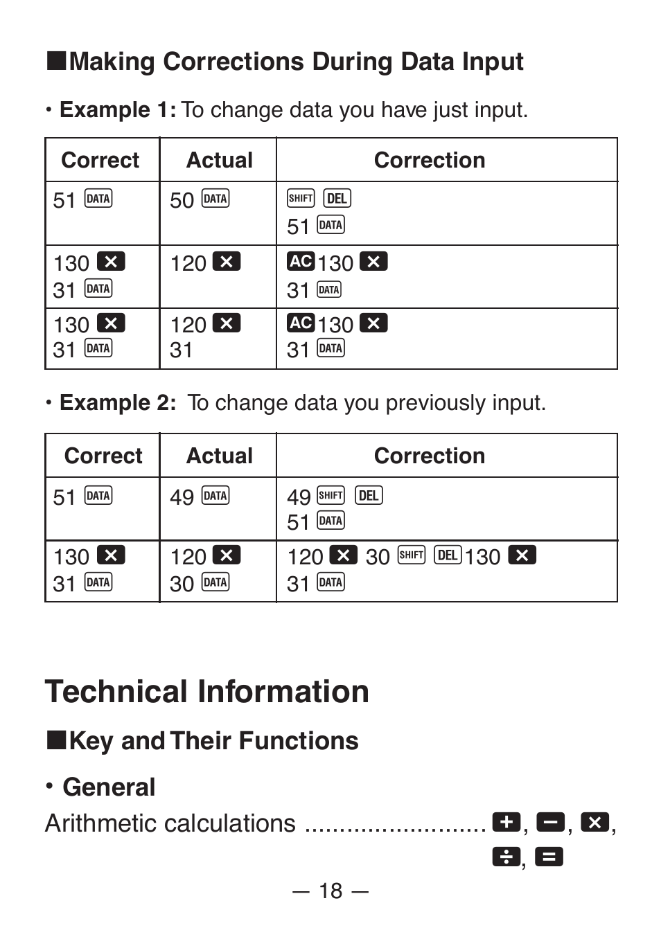 Technical information | Casio FX-82SX User Manual | Page 20 / 35