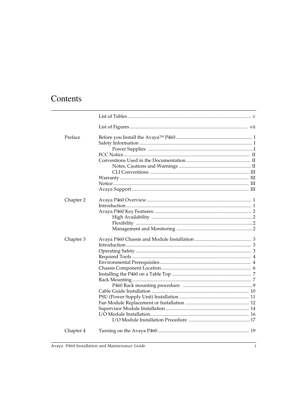 Avaya P460 User Manual | Page 3 / 96