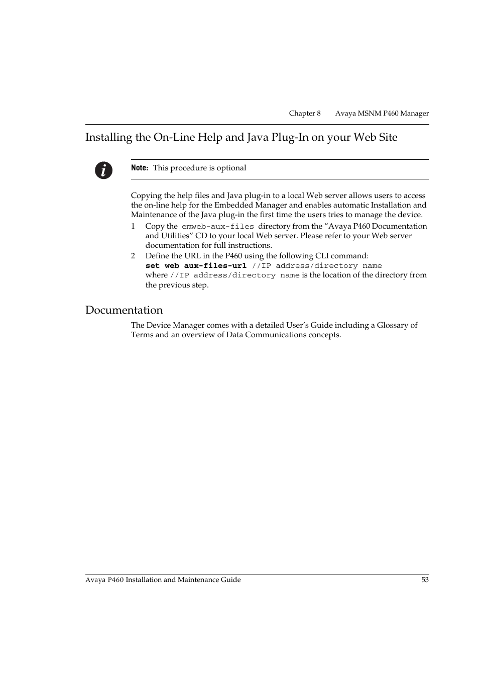 Documentation | Avaya P460 User Manual | Page 67 / 96