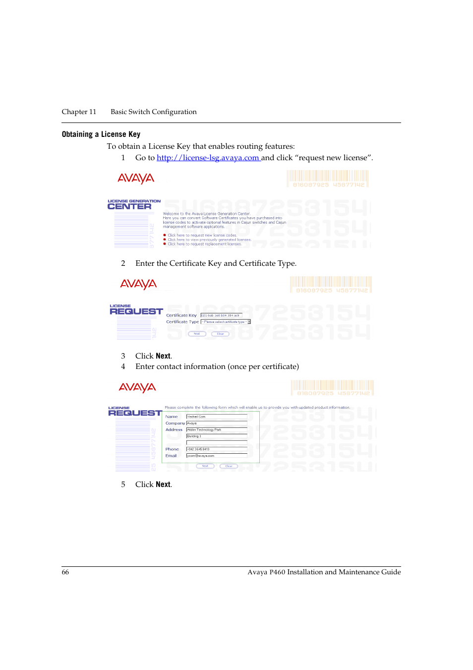 Obtaining a license key | Avaya P460 User Manual | Page 80 / 96