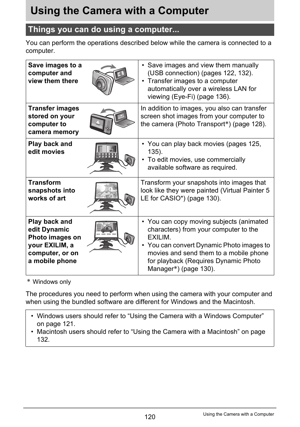 Using the camera with a computer, Things you can do using a computer | Casio EXILIM EX-H30 User Manual | Page 120 / 196