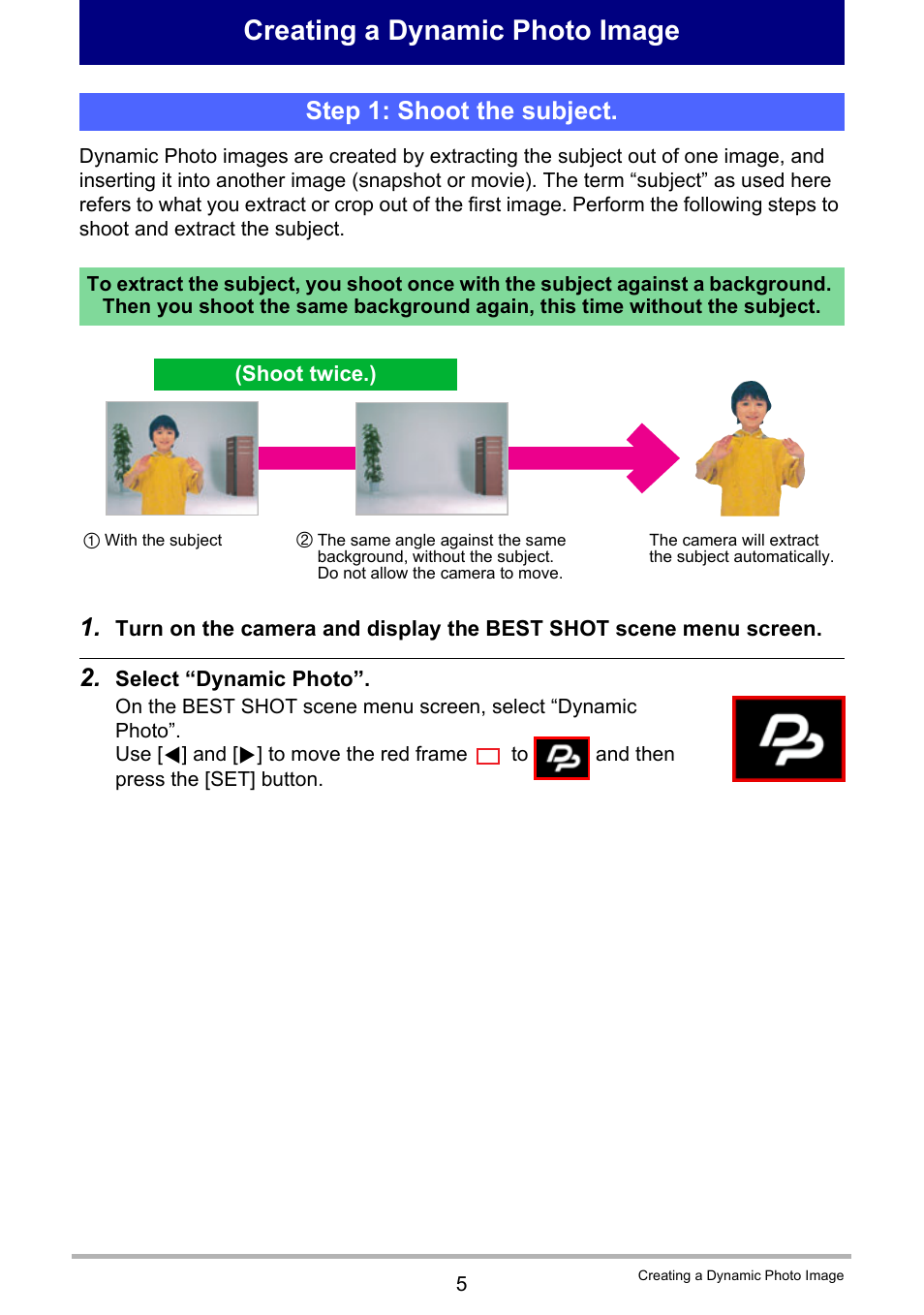 Creating a dynamic photo image, Step 1: shoot the subject | Casio EXILIM EX-H30 User Manual | Page 187 / 196