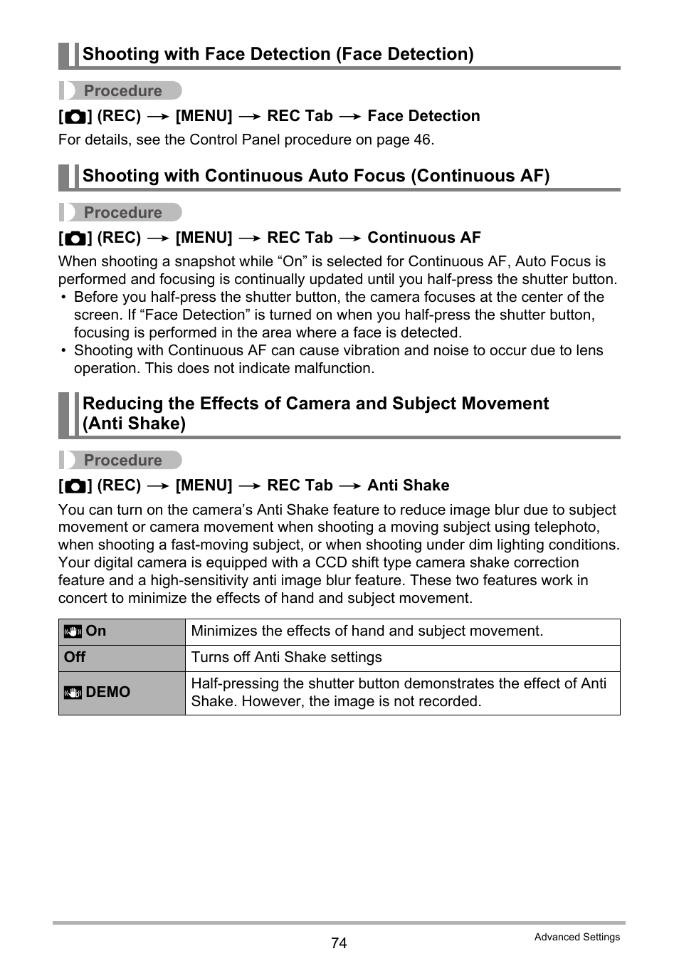 Shooting with face detection (face detection), Ge 74) | Casio EXILIM EX-H30 User Manual | Page 74 / 196