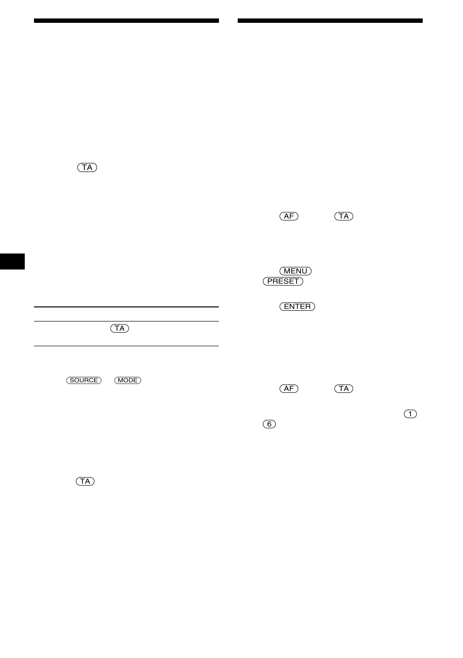 Presetting rds stations with af and ta setting, Receiving traffic announcements, Ta/tp | Presetting rds stations with af and ta, Setting, 14 receiving traffic announcements | Sony CDX-L550 User Manual | Page 14 / 146