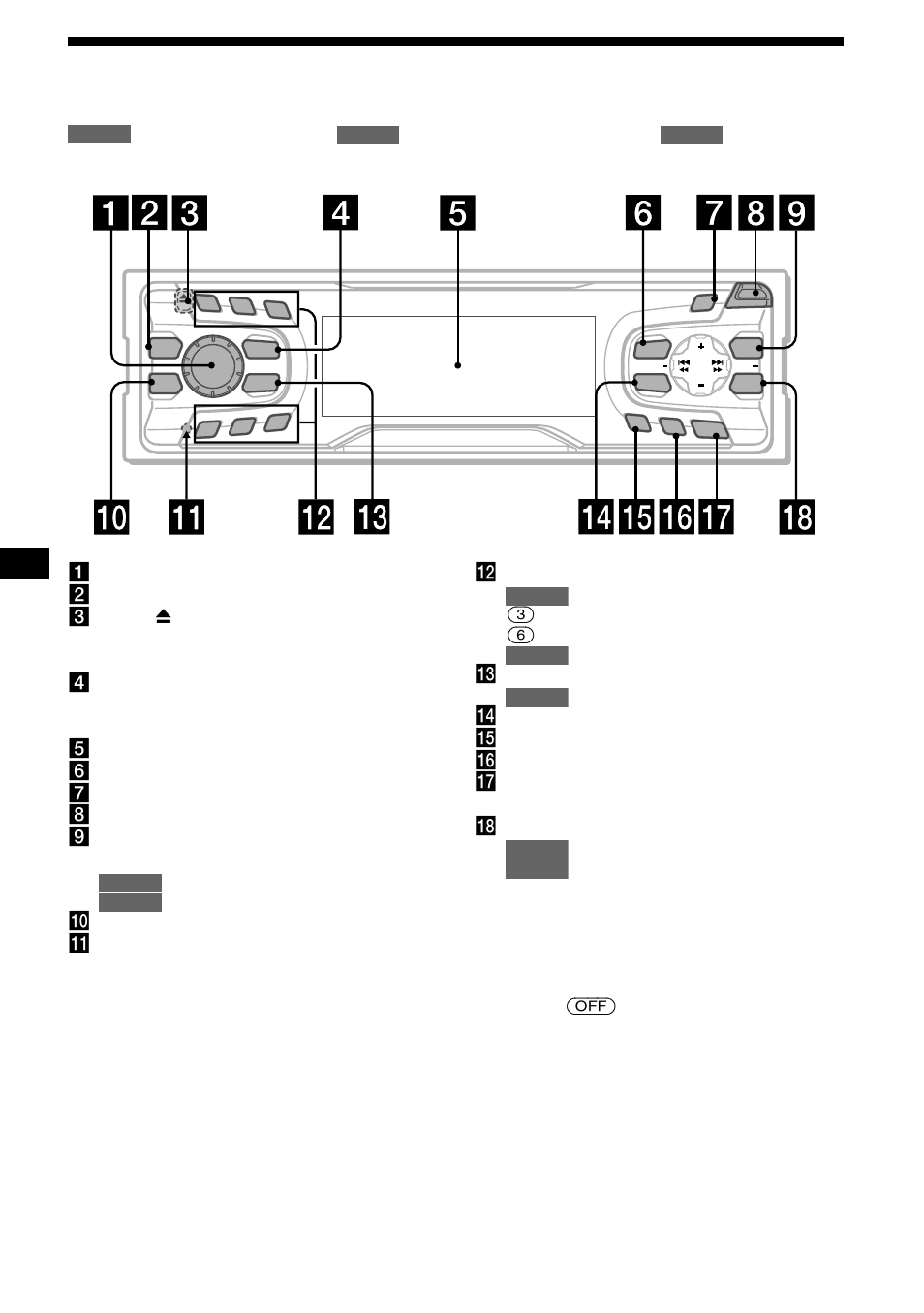 Ubicación de los controles, 1 dial de control de volumen 14, 2 botón mbp 19 | 5 visor, 6 botón menu 8, 10, 14, 16, 19, 20, 7 botón s (scroll) 9, 8 botón open 7, 9, Q; botón eq7 20, Qs botones numéricos, Qd botón mode | Sony CDX-L550 User Manual | Page 28 / 146