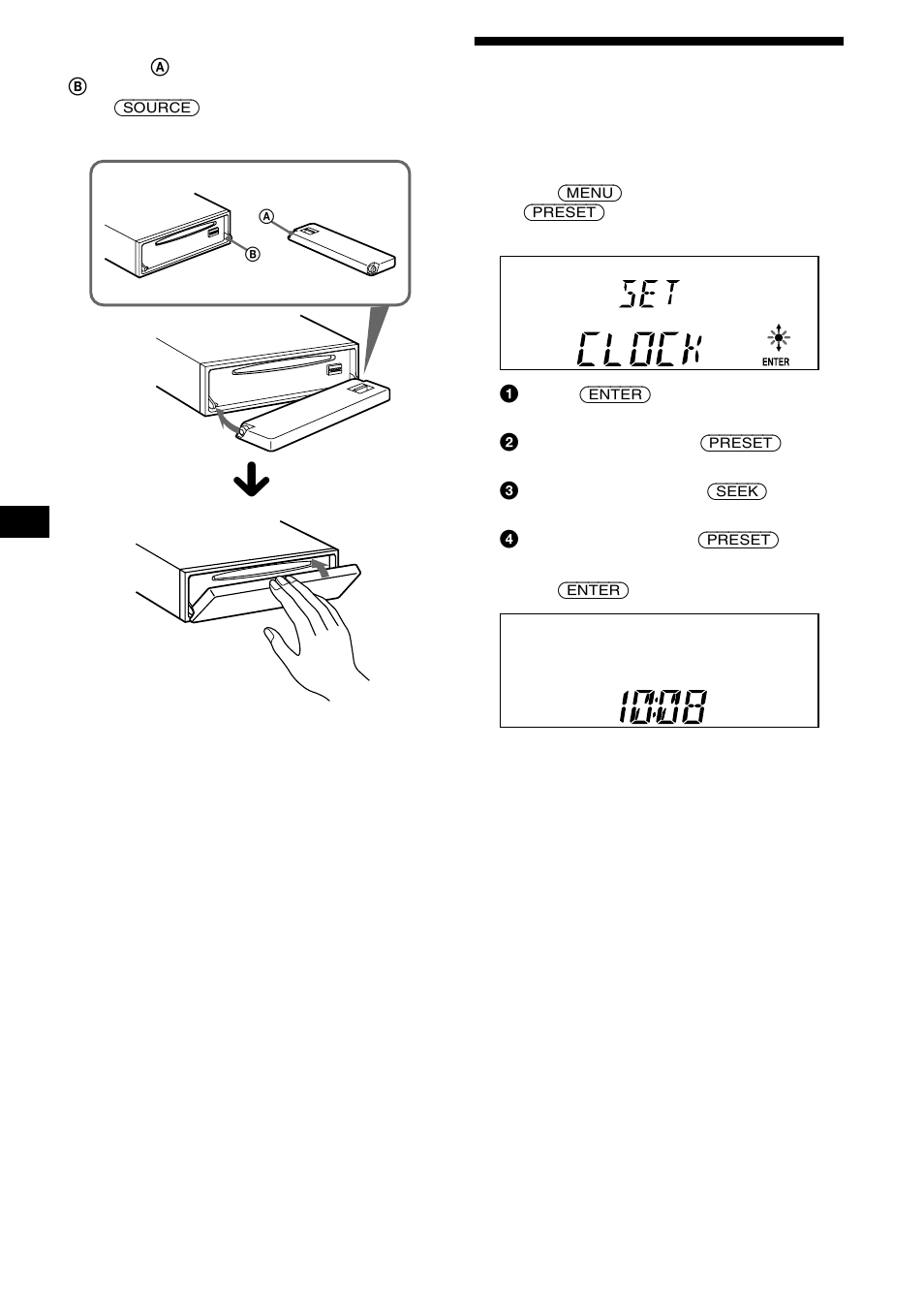 Setting the clock | Sony CDX-L550 User Manual | Page 8 / 146