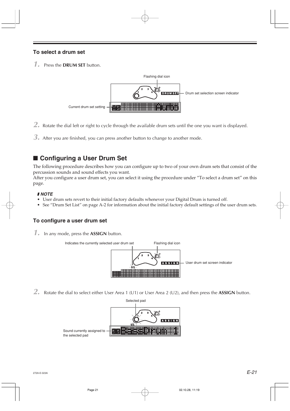 Configuring a user drum set | Casio LD50 User Manual | Page 23 / 32