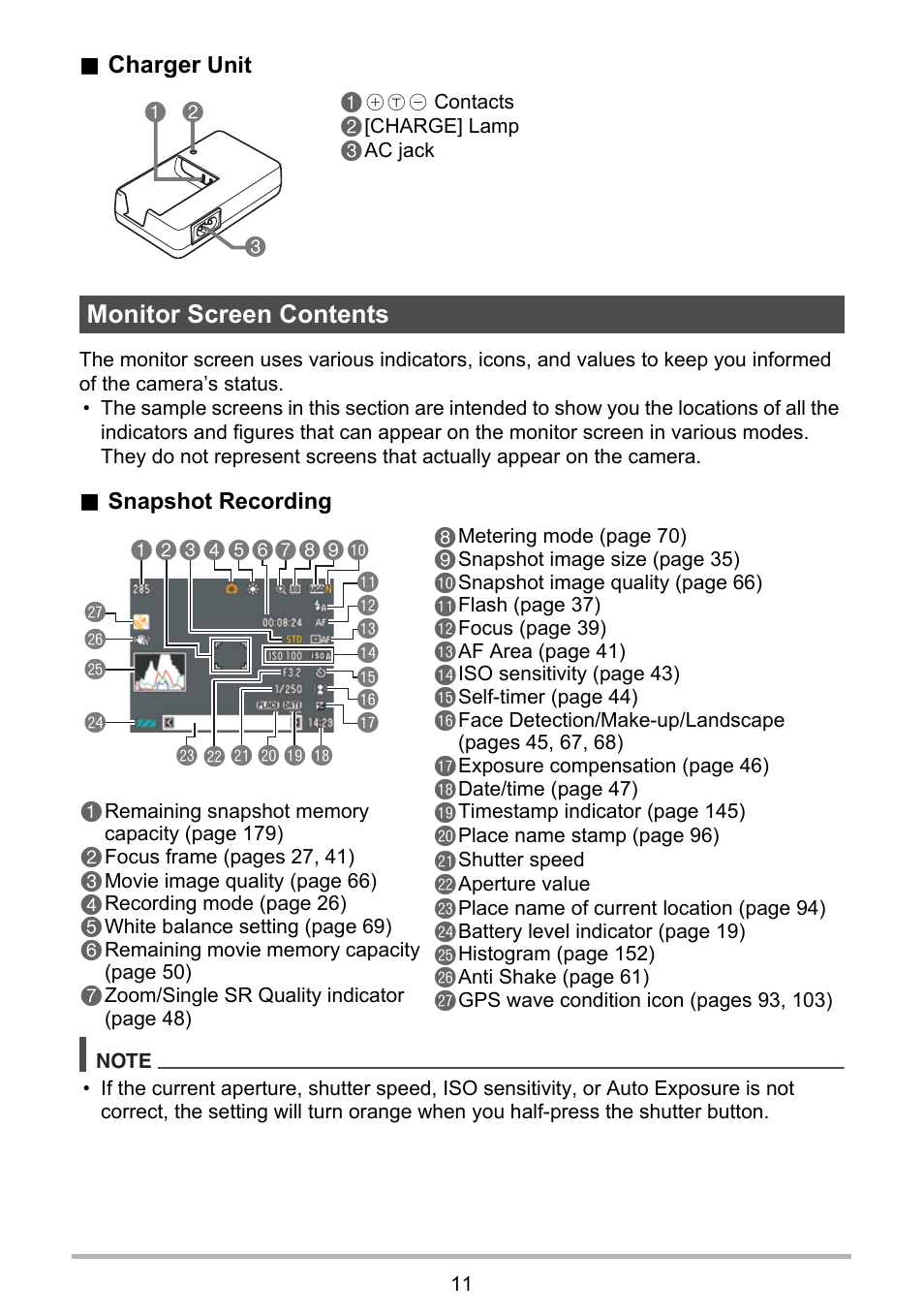 Monitor screen contents | Casio EX-H20G User Manual | Page 11 / 192