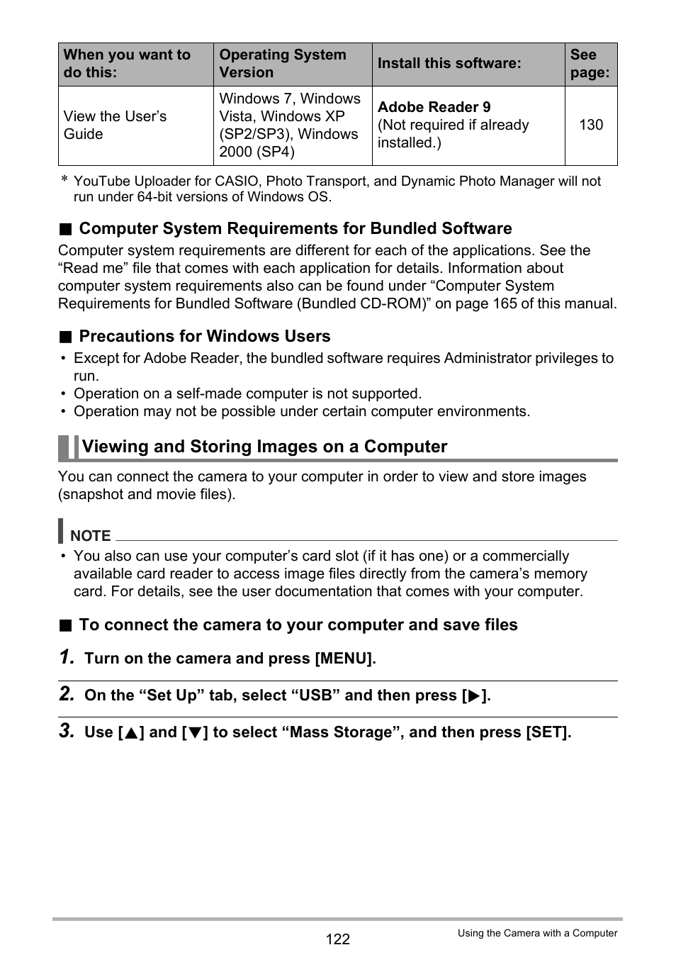 Viewing and storing images on a computer | Casio EX-H20G User Manual | Page 122 / 192