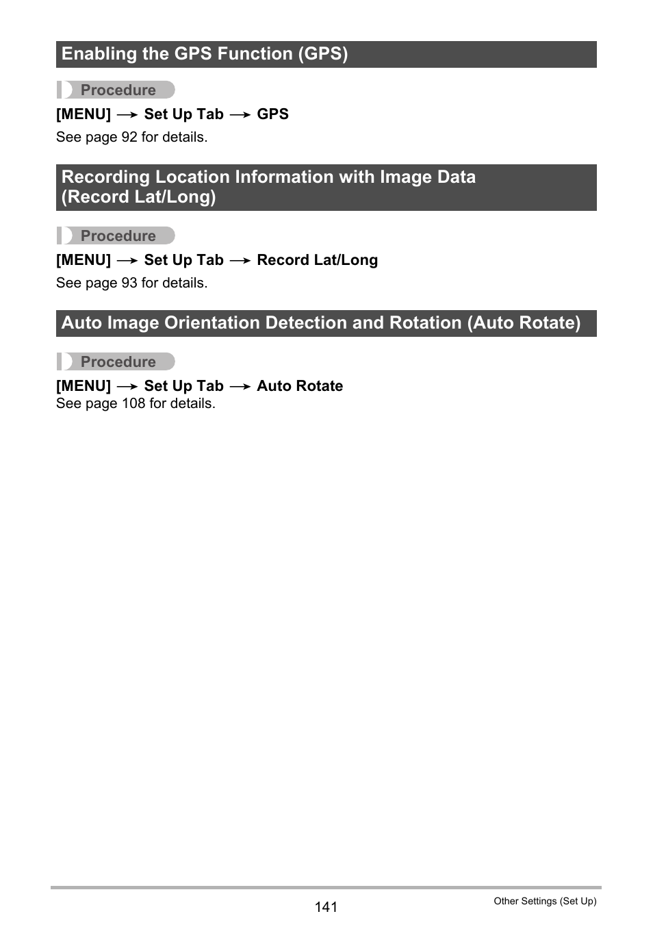 Enabling the gps function (gps) | Casio EX-H20G User Manual | Page 141 / 192