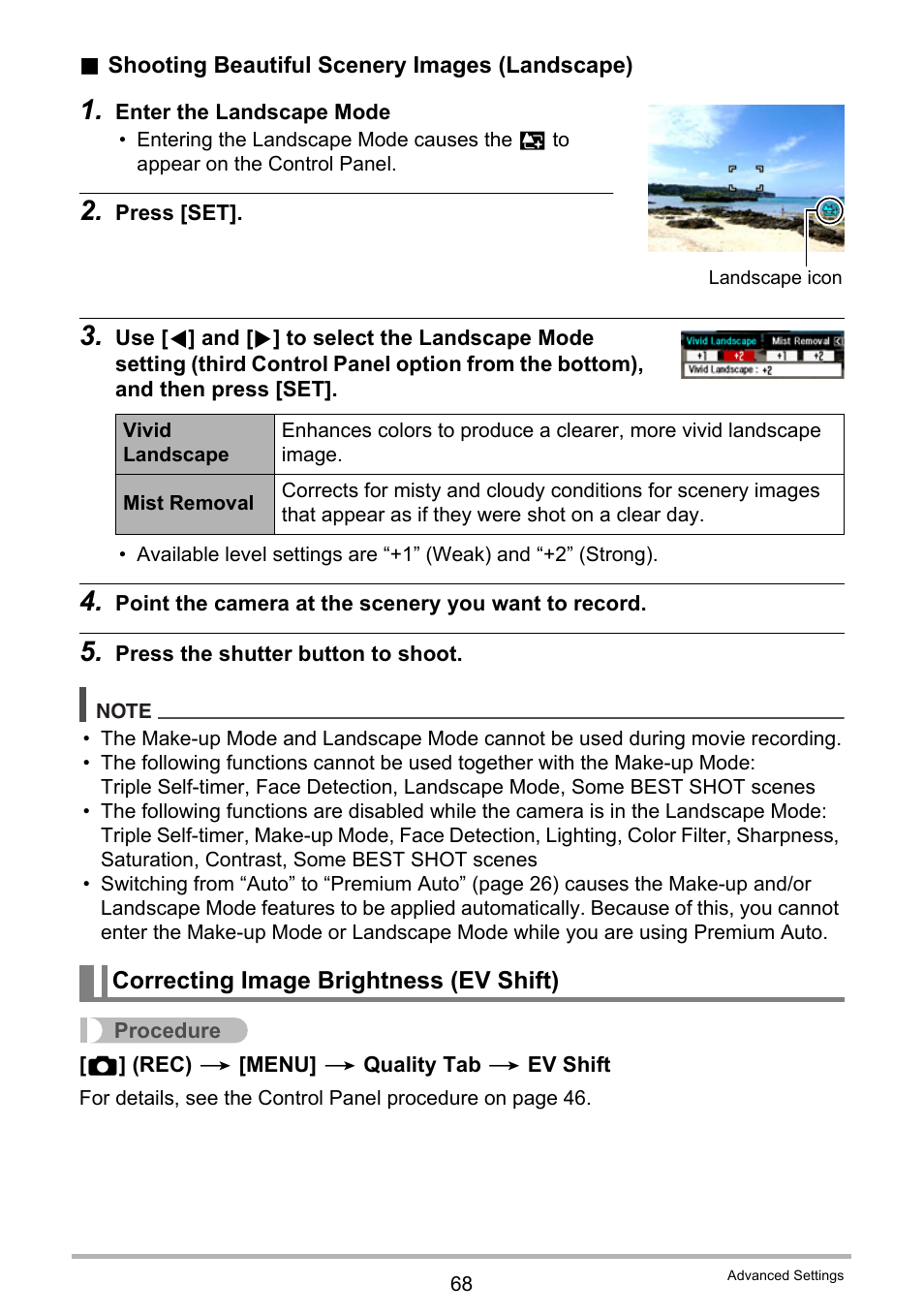 Correcting image brightness (ev shift) | Casio EX-H20G User Manual | Page 68 / 192