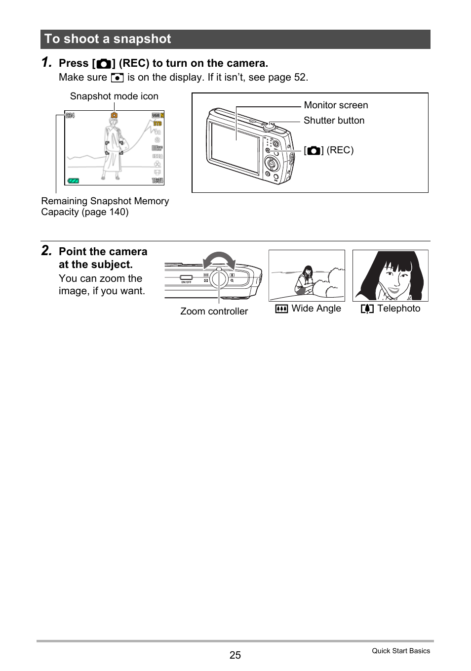 To shoot a snapshot | Casio EXILIM EX-Z16 User Manual | Page 25 / 146