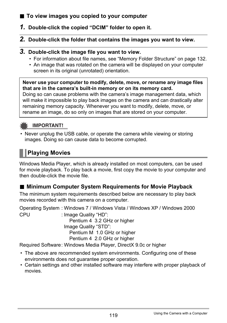 Playing movies | Casio Exilim EX-S200 User Manual | Page 119 / 187