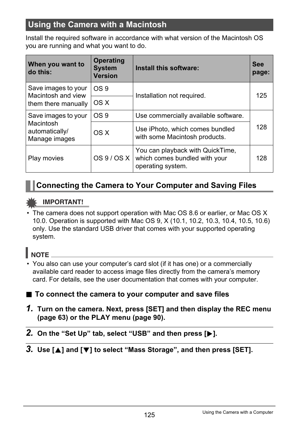 Using the camera with a macintosh | Casio Exilim EX-S200 User Manual | Page 125 / 187