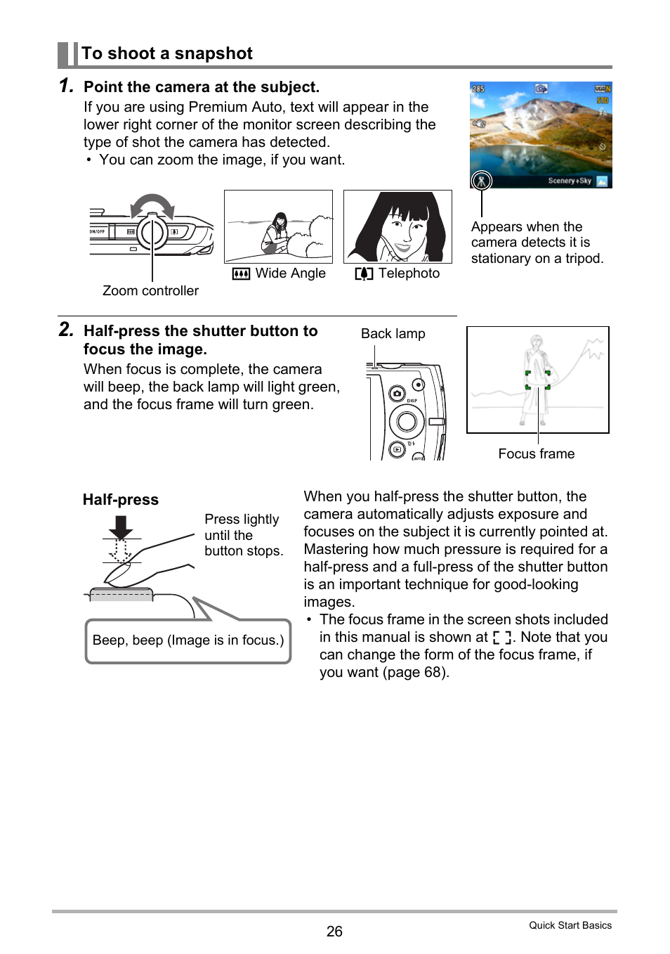 To shoot a snapshot | Casio Exilim EX-S200 User Manual | Page 26 / 187
