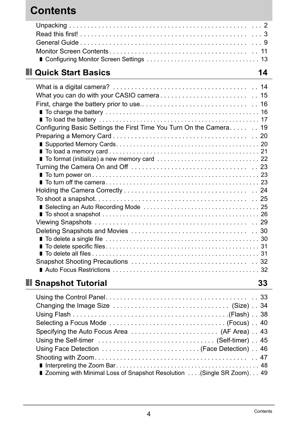 Casio Exilim EX-S200 User Manual | Page 4 / 187