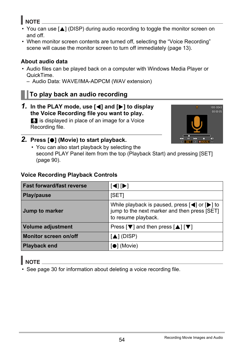 To play back an audio recording | Casio Exilim EX-S200 User Manual | Page 54 / 187