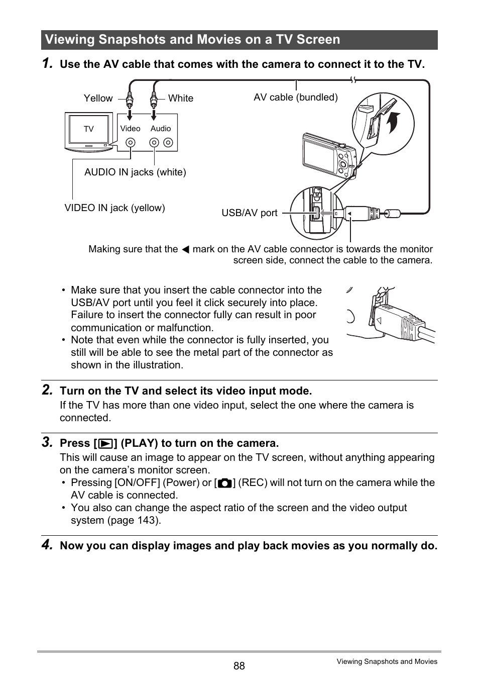 Viewing snapshots and movies on a tv screen | Casio Exilim EX-S200 User Manual | Page 88 / 187