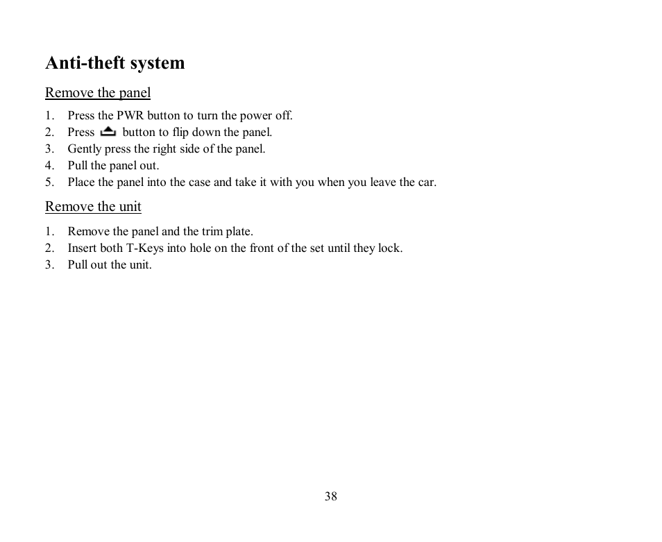 Anti-theft system | Hyundai H-CMD4000 User Manual | Page 38 / 85