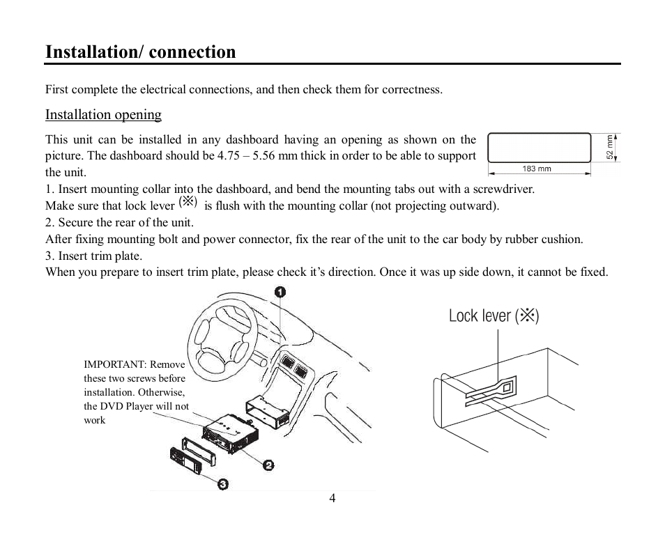 Installation/ connection | Hyundai H-CMD4000 User Manual | Page 4 / 85