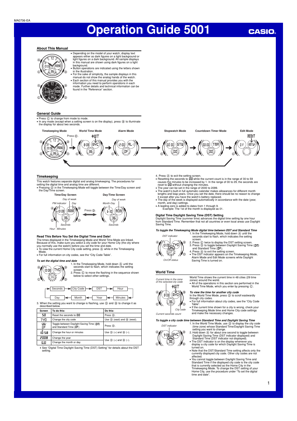 Casio 5001 User Manual | 3 pages