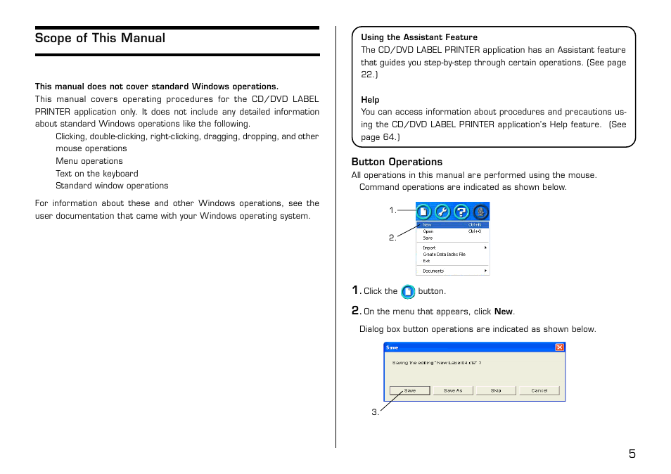 Scope of this manual, Button operations | Casio LPCW-100 User Manual | Page 6 / 69