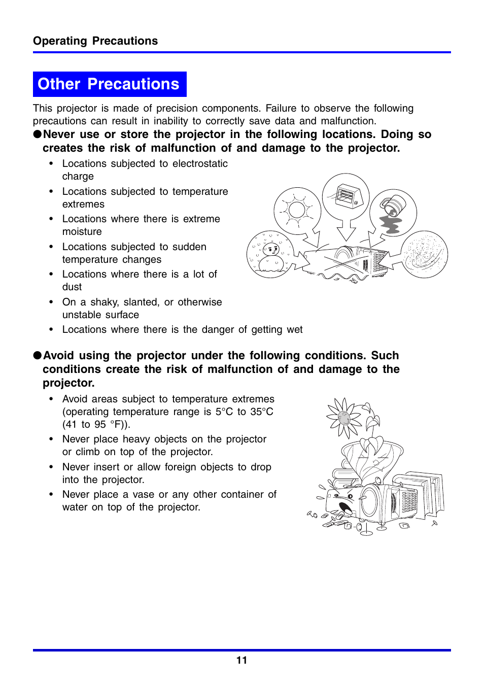 Other precautions | Casio XJ-350 User Manual | Page 11 / 120