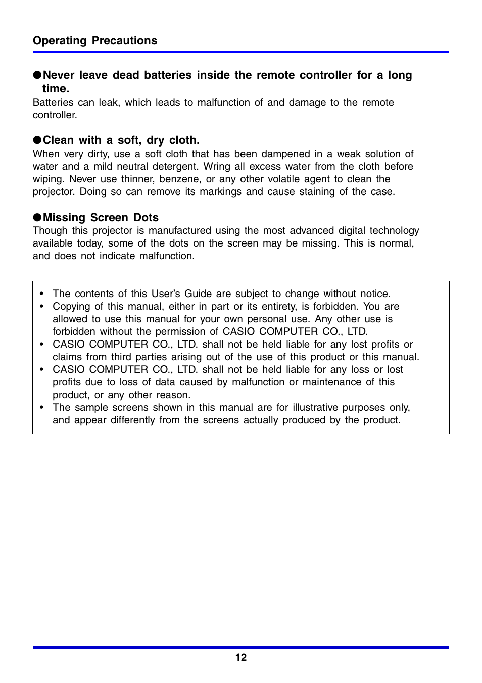 Casio XJ-350 User Manual | Page 12 / 120