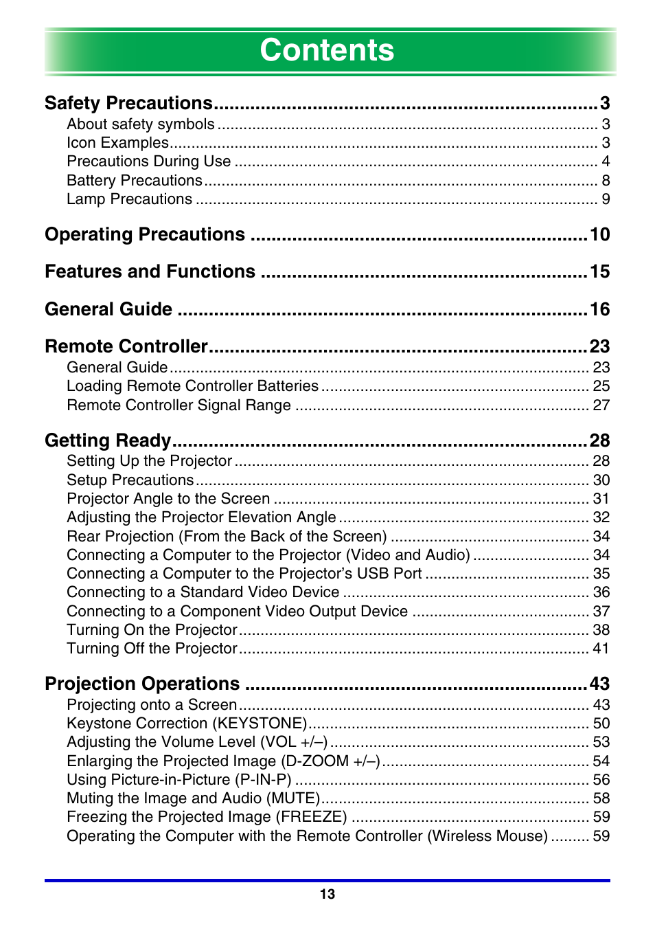 Casio XJ-350 User Manual | Page 13 / 120