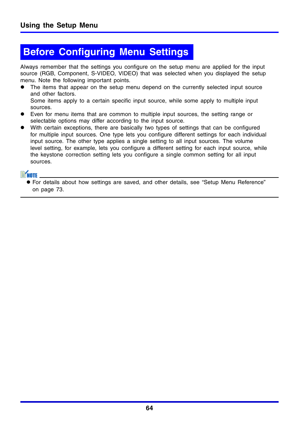 Before configuring menu settings | Casio XJ-350 User Manual | Page 64 / 120