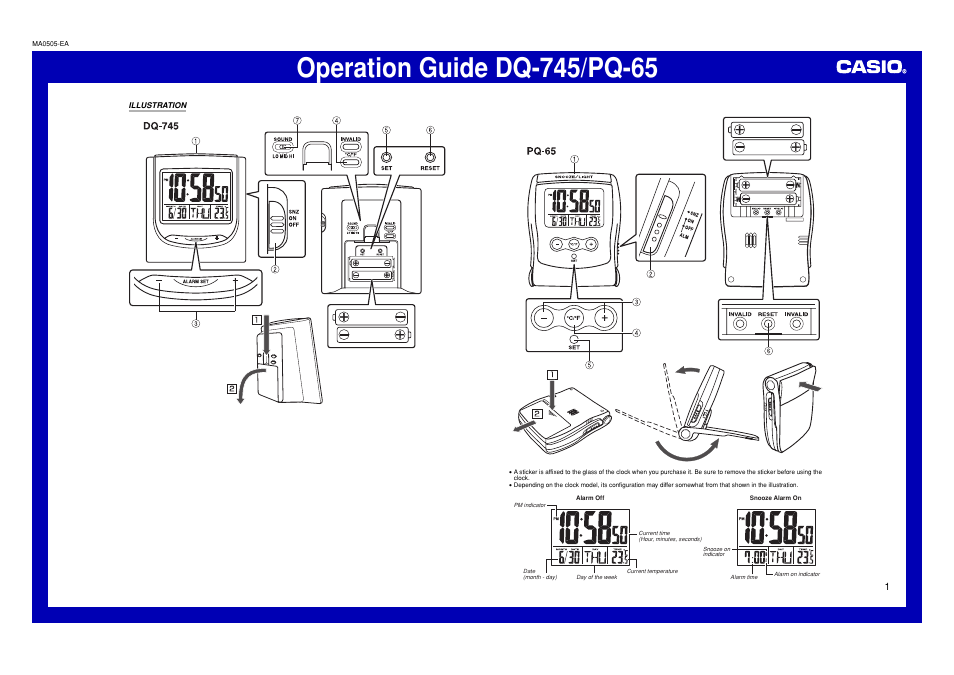 Casio PQ-65 User Manual | 3 pages