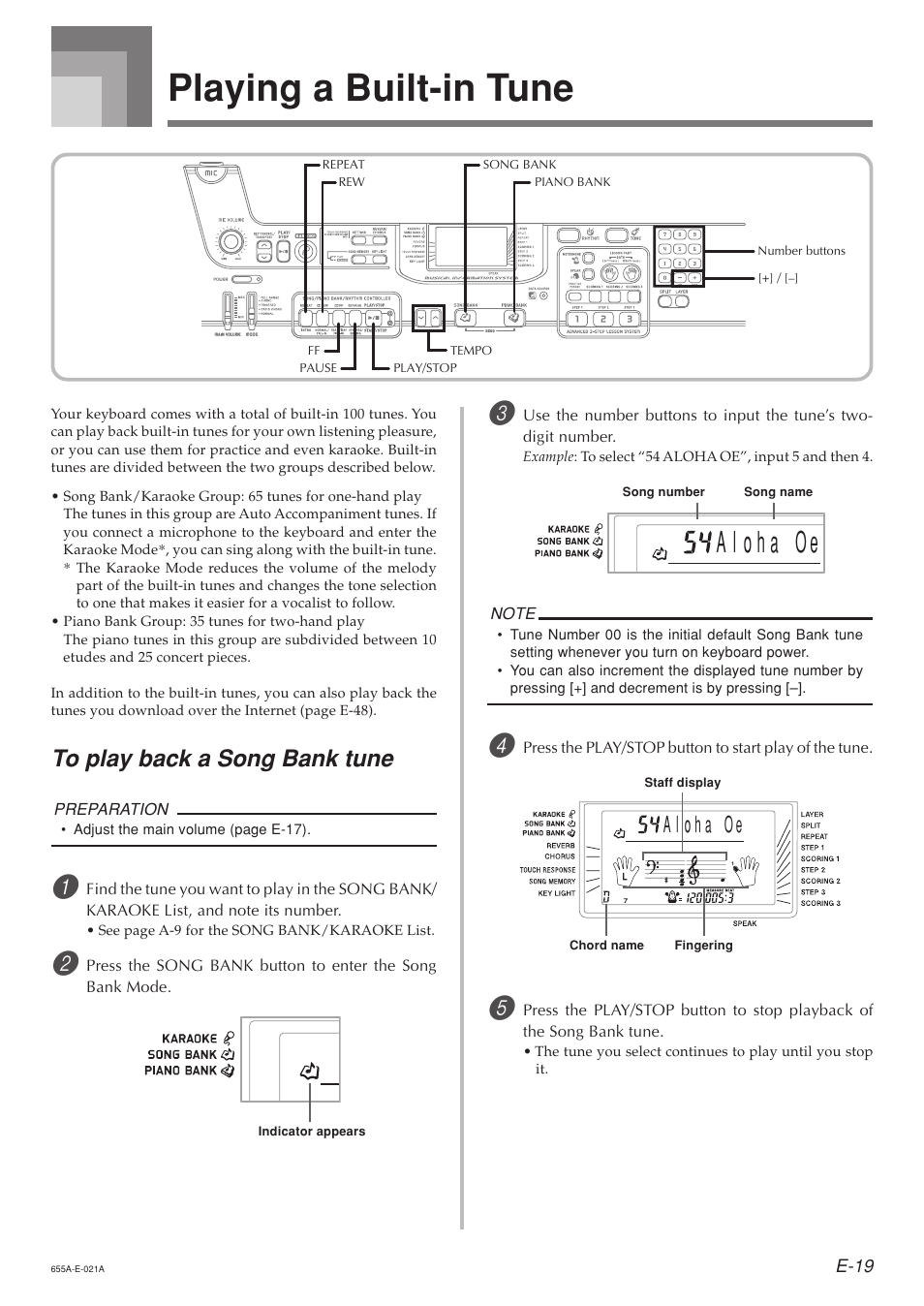 Playing a built-in tune | Casio LK94TV User Manual | Page 21 / 69