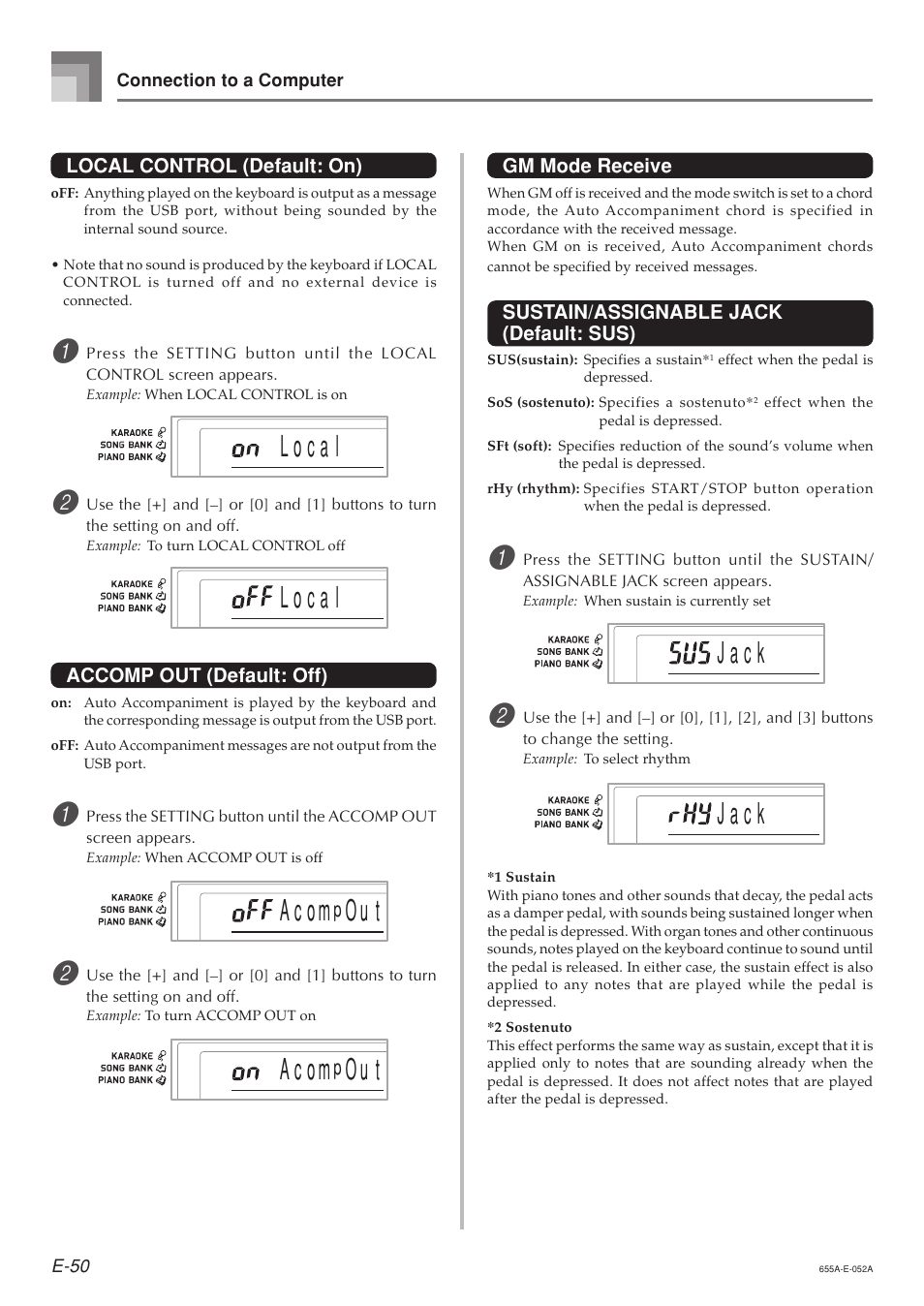 J a c k, A c o m | Casio LK94TV User Manual | Page 52 / 69