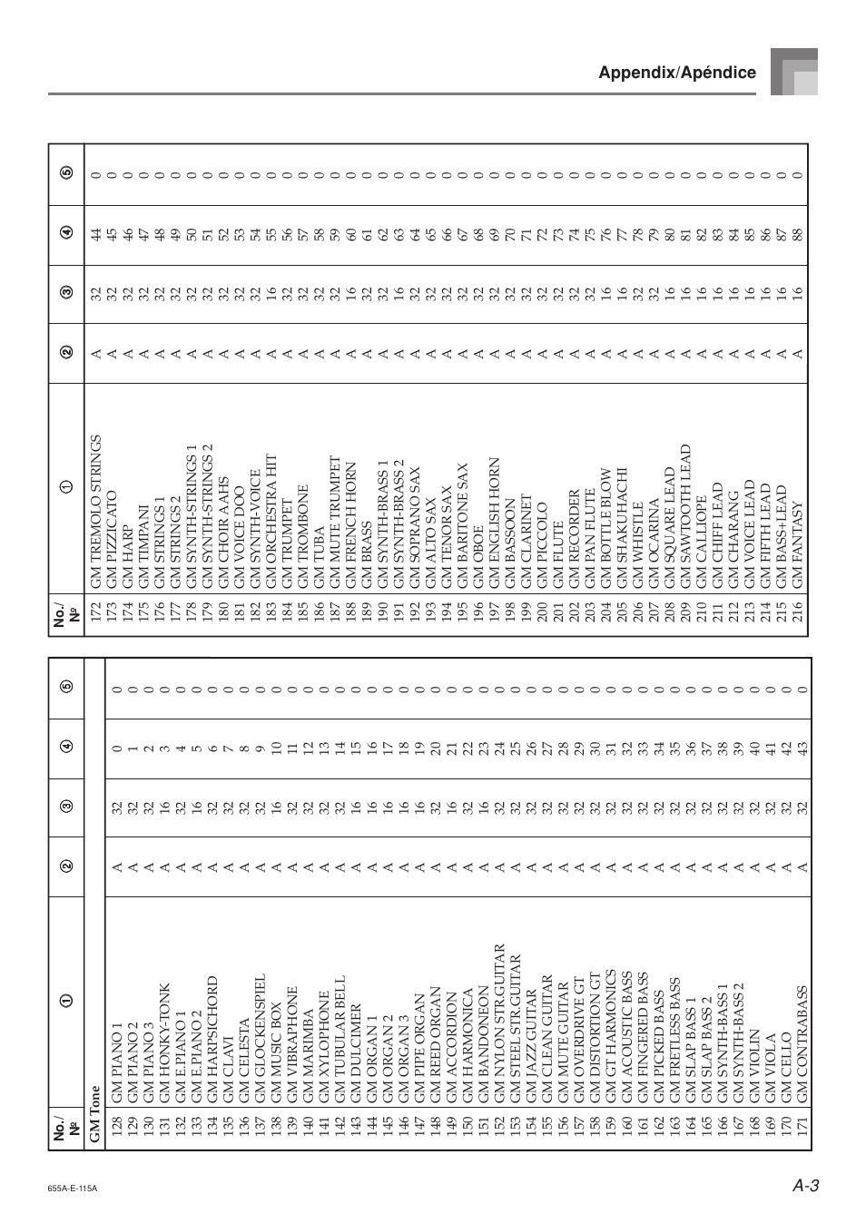 Appendix/apéndice | Casio LK94TV User Manual | Page 60 / 69