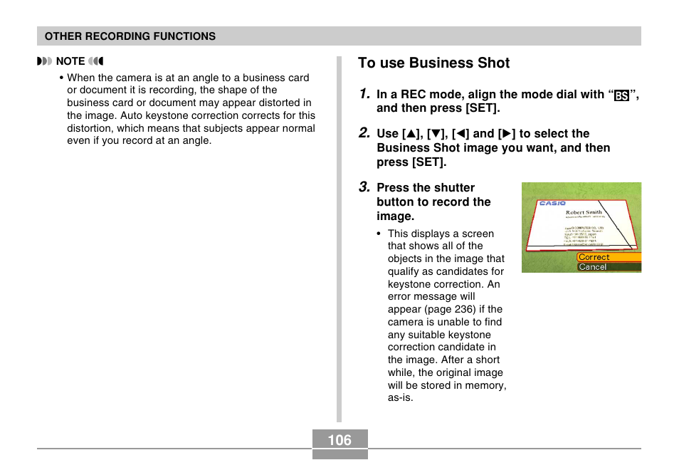 To use business shot | Casio EX-Z120 User Manual | Page 106 / 242