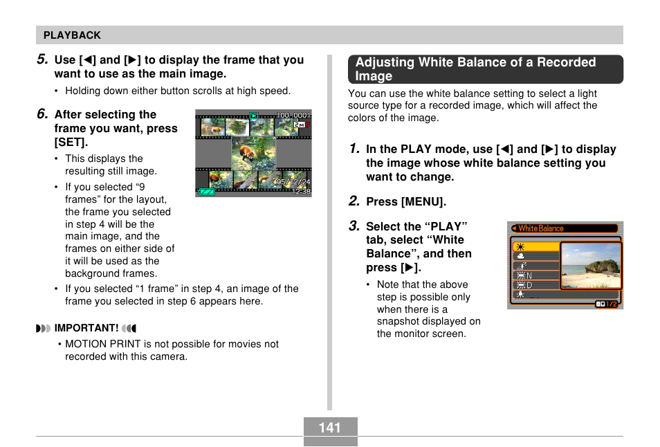 Adjusting white balance of a recorded image | Casio EX-Z120 User Manual | Page 141 / 242