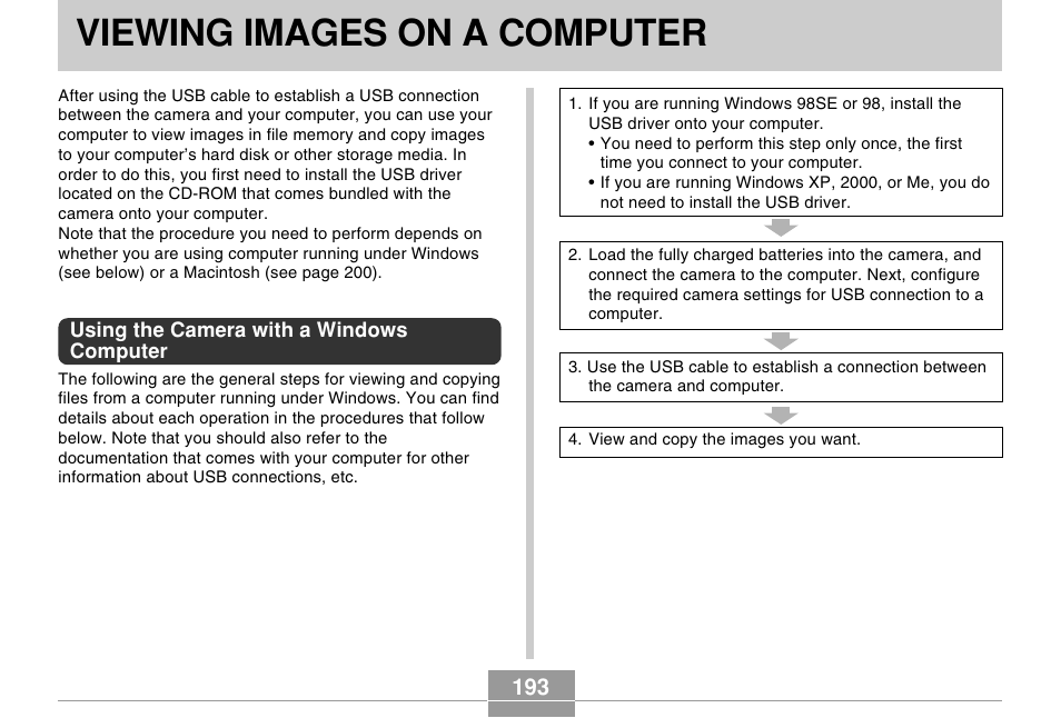 Viewing images on a computer, Using the camera with a windows computer | Casio EX-Z120 User Manual | Page 193 / 242