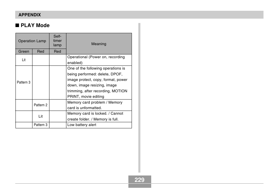 Play mode | Casio EX-Z120 User Manual | Page 229 / 242