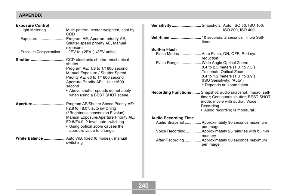 Casio EX-Z120 User Manual | Page 240 / 242