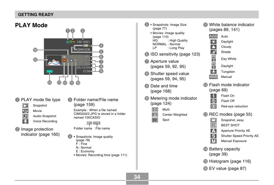 Play mode, 34 play mode | Casio EX-Z120 User Manual | Page 34 / 242