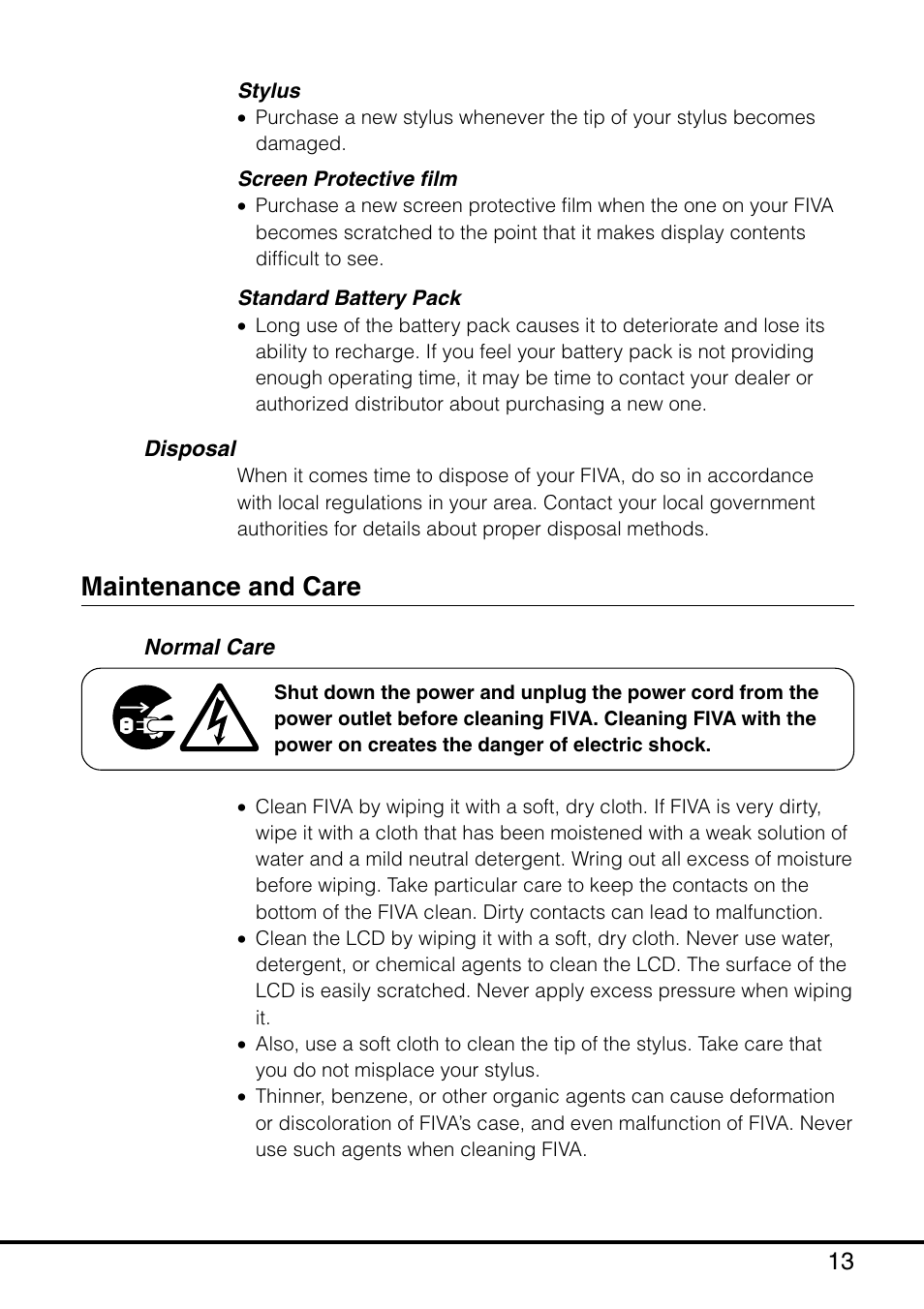 Maintenance and care | Casio MPC-501 User Manual | Page 15 / 126