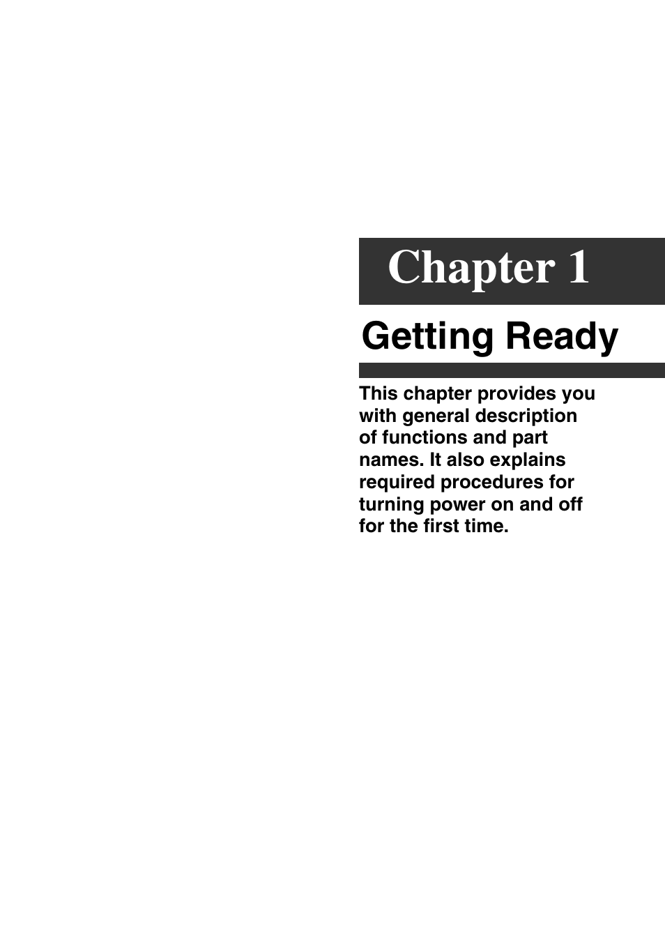 Chapter 1 getting ready, Chapter 1, Getting ready | Casio MPC-501 User Manual | Page 22 / 126