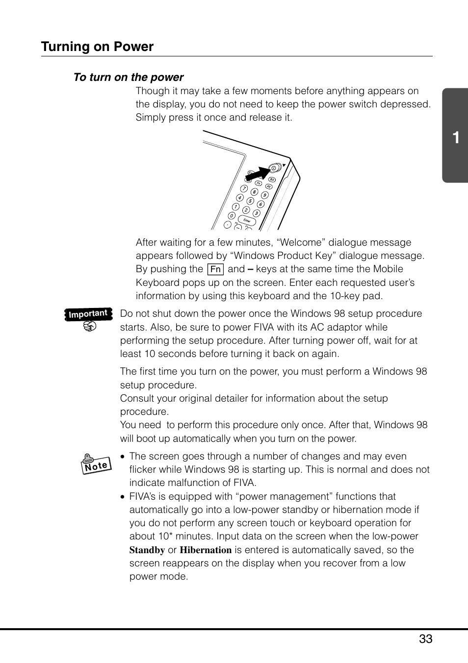 Turning on power, To turn on the power | Casio MPC-501 User Manual | Page 34 / 126