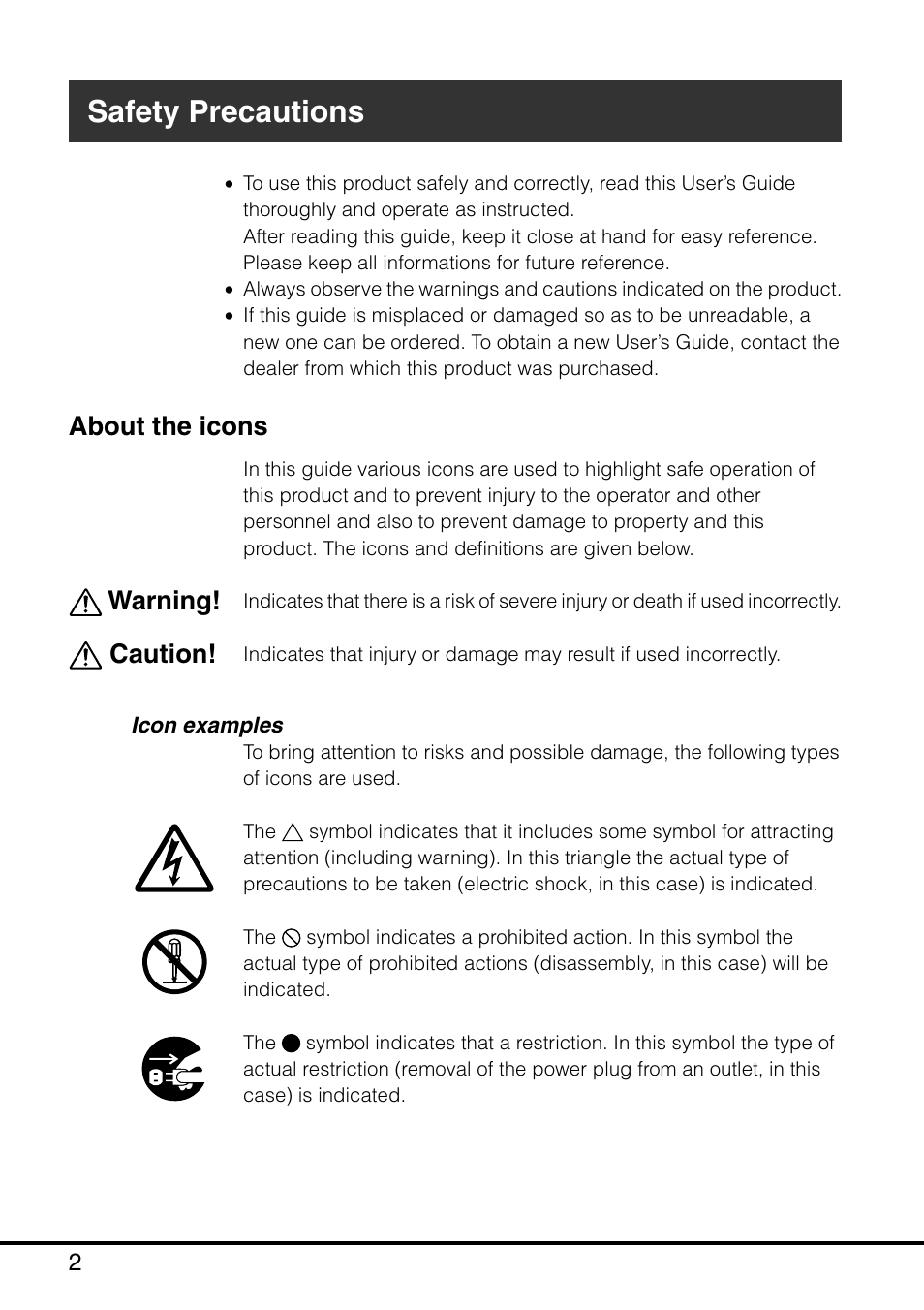 Safety precautions, About the icons, Warning! caution | Casio MPC-501 User Manual | Page 4 / 126