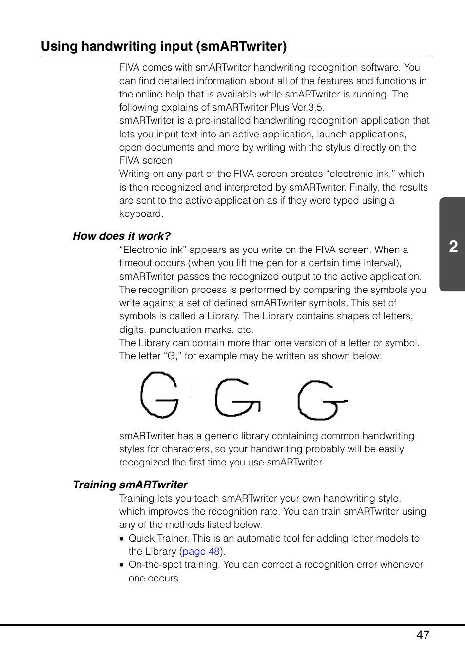 Using handwriting input (smartwriter), How does it work? training smartwriter | Casio MPC-501 User Manual | Page 47 / 126