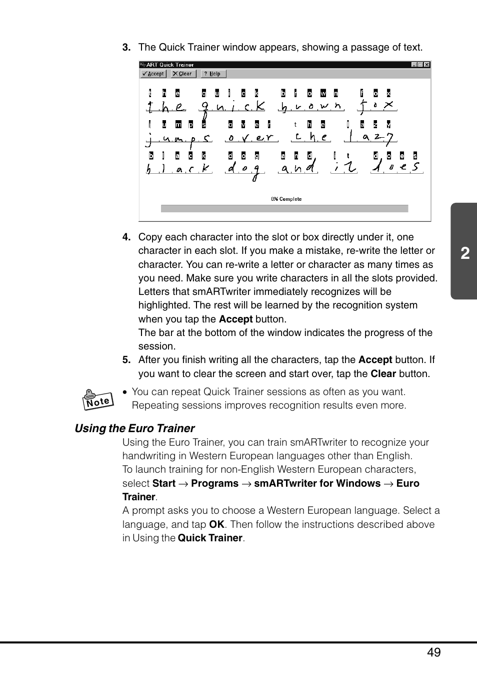 Using the euro trainer | Casio MPC-501 User Manual | Page 49 / 126
